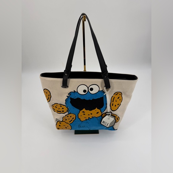 Loungefly Handbags - Loungefly  Sesame Street Cookie Monster Canvas Tote Bag | Large Graphic Shopper
